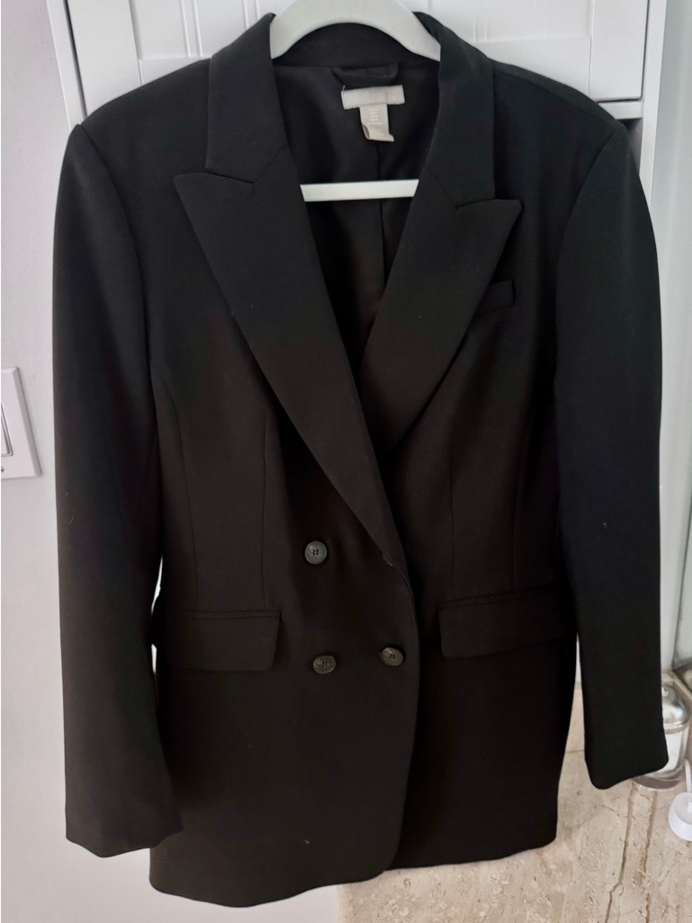 H&M Black Double-Breasted Suit Jacket